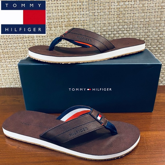 🌟5xHP🌟Tommy Hilfiger Microflag Brown Flip Flop - Picture 2 of 12